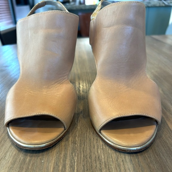 Womens Donald Pliner Katya Sand Leather Slingback Open Toe Block Heels Size 9M - Picture 2 of 14